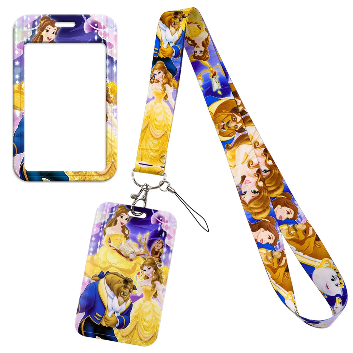 Anime Beauty and the Beast Lanyard For Keys Chain Card Cover Badge Holder Keychain for Keyring Accessories Jewelry Gifts