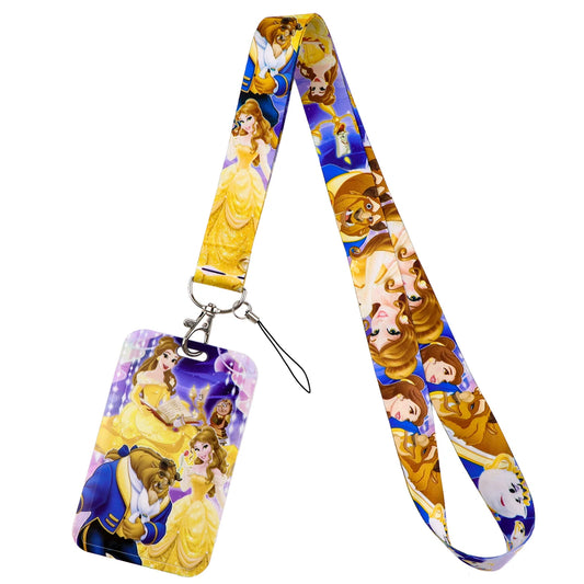 Anime Beauty and the Beast Lanyard For Keys Chain Card Cover Badge Holder Keychain for Keyring Accessories Jewelry Gifts